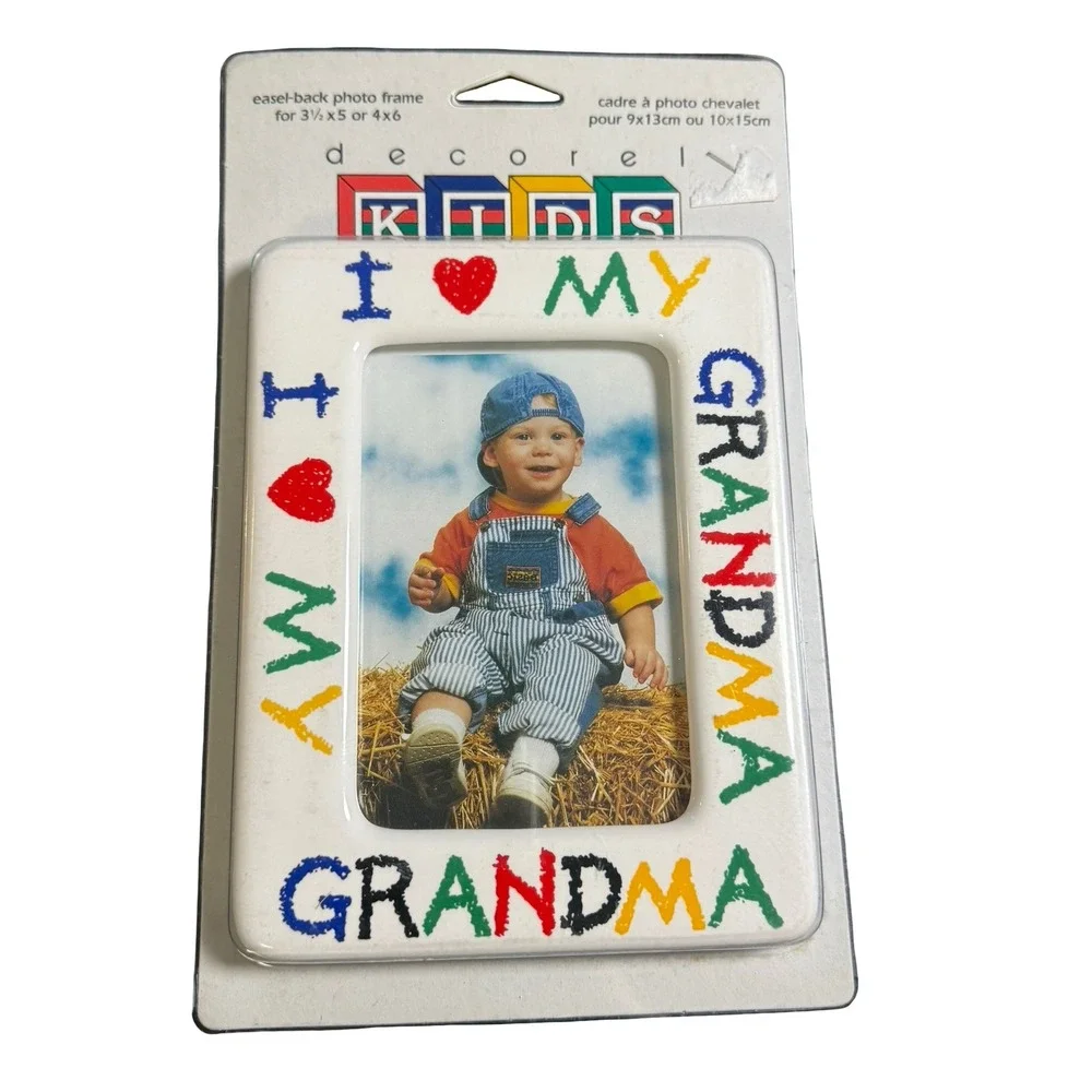 I Love My Grandma Photo Frame White Colorful Crayon 3x5‎ 4x6 NEW Decorel Vintage
